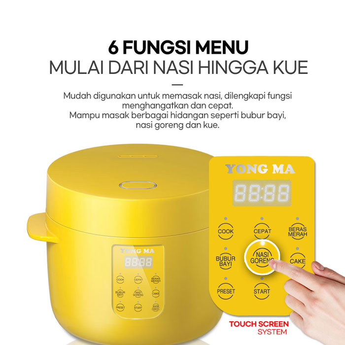 Yong Ma Mini Digital Rice Cooker 3in1 1.3 L - SMC 8055 | SMC8055 - Kuning
